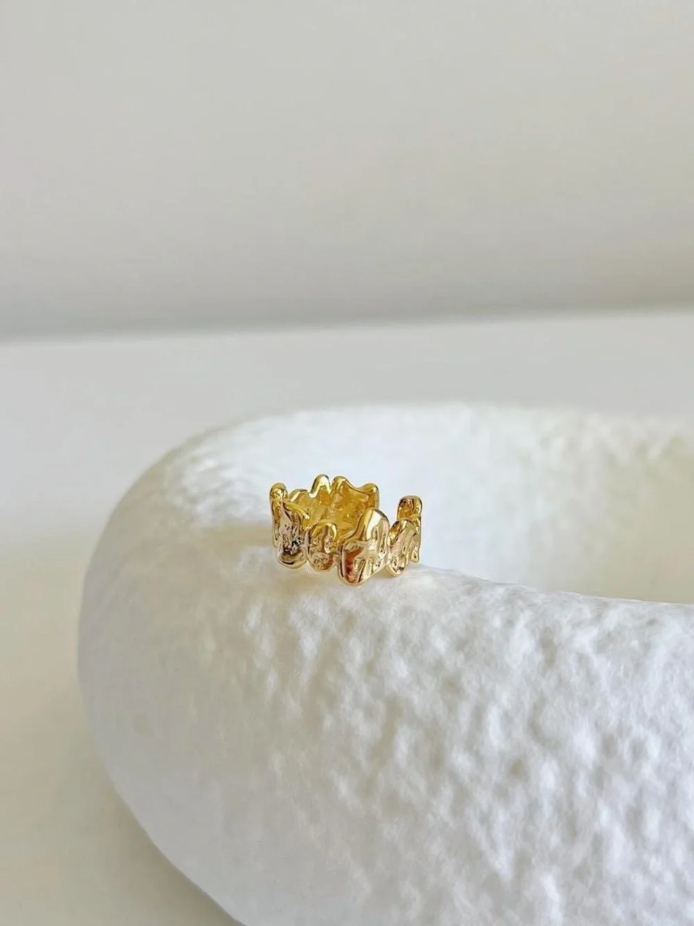 Scalloped Organic Gold Open Band Ring